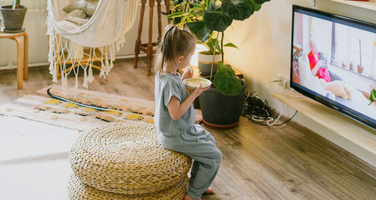 A child watching television at home