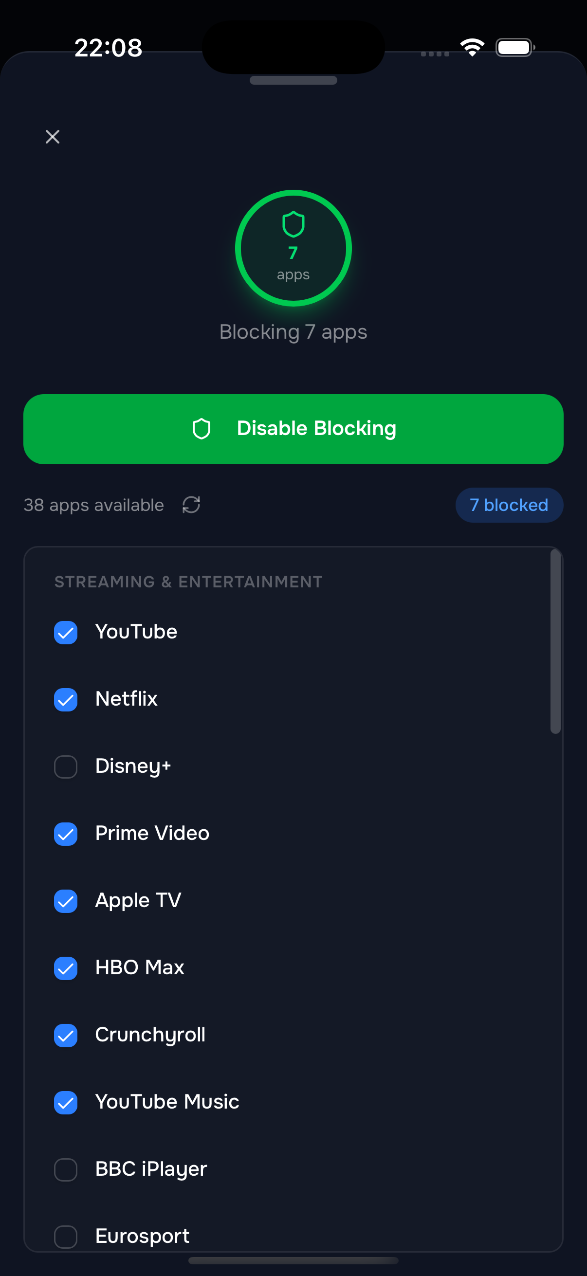 Block apps from phone