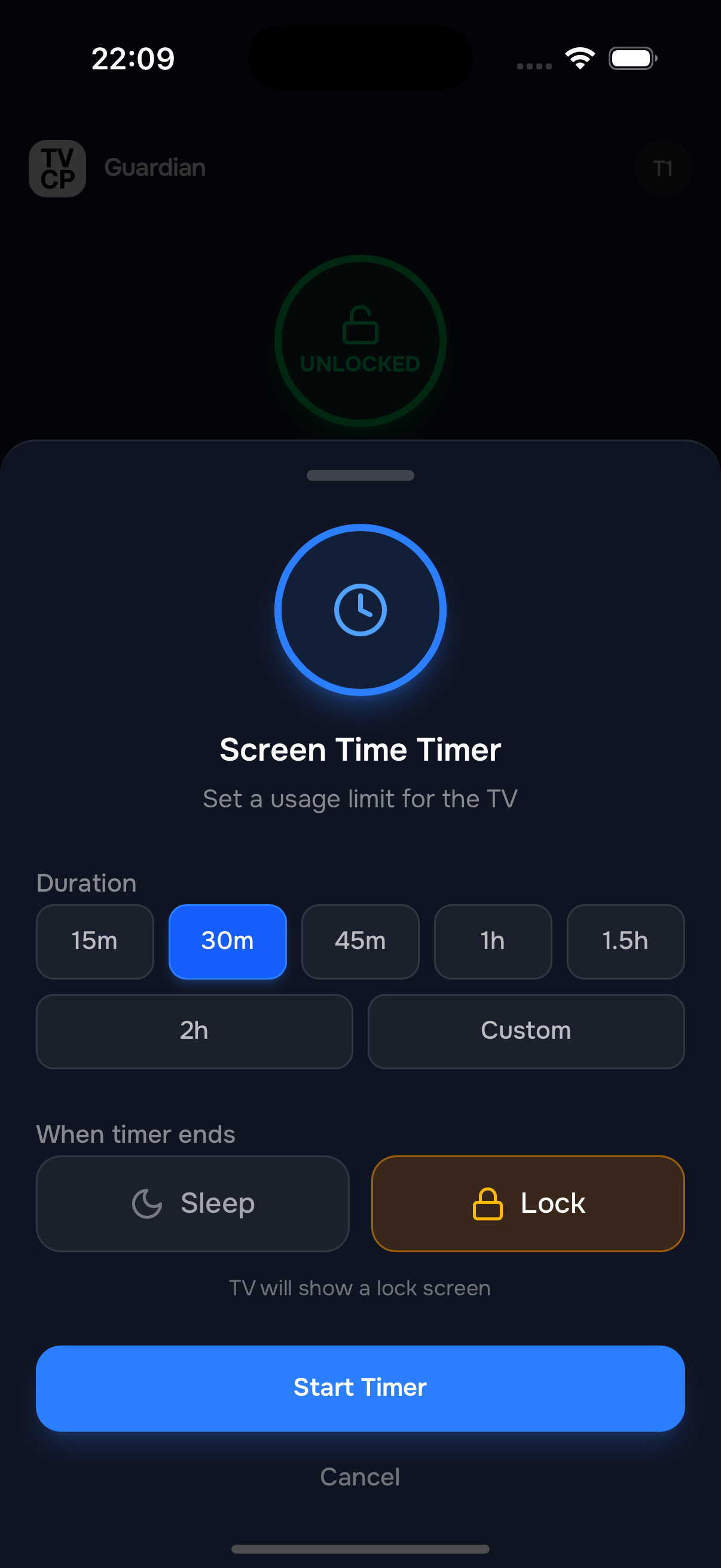 Set timer from phone