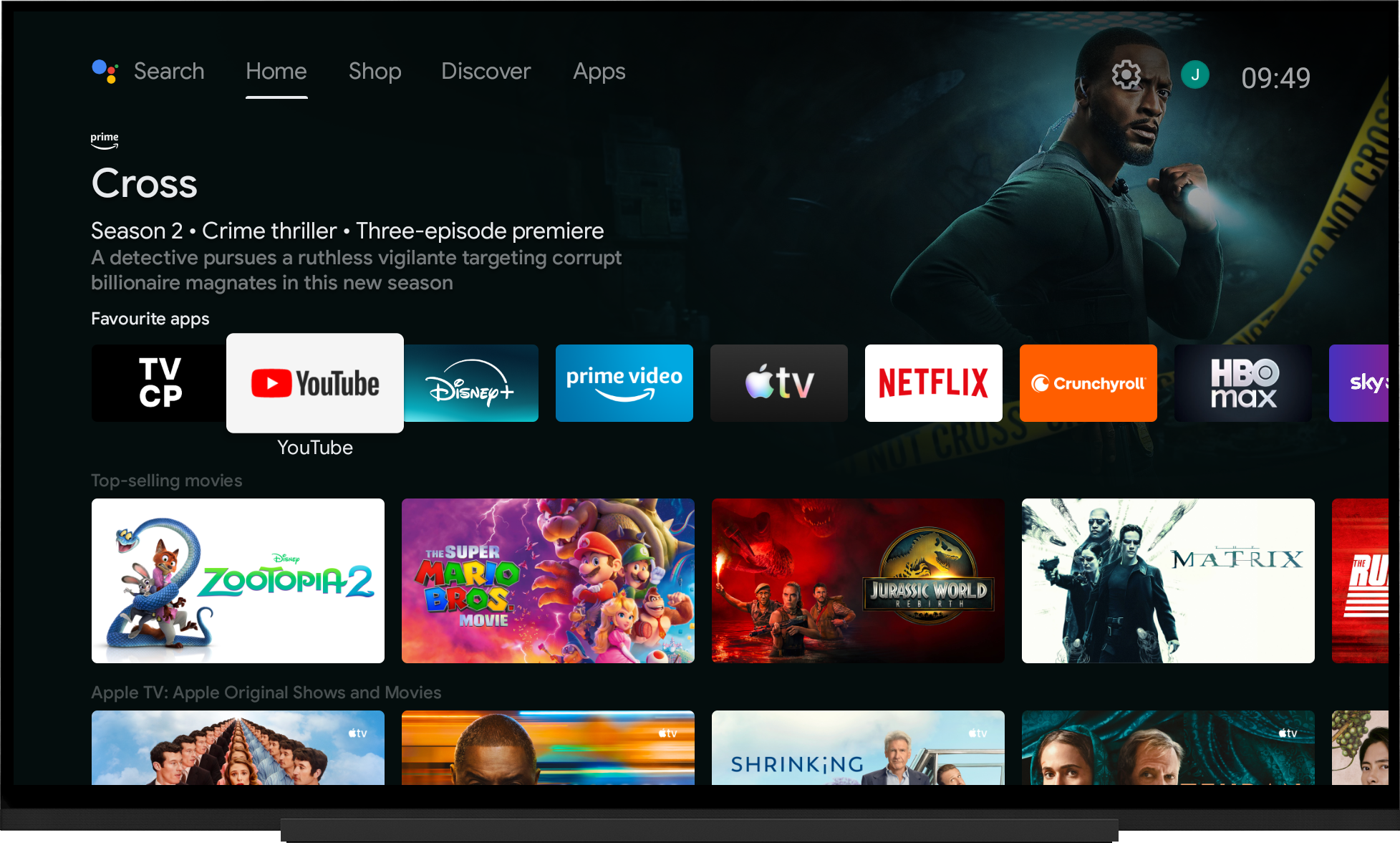 App launcher on TV with blocking active